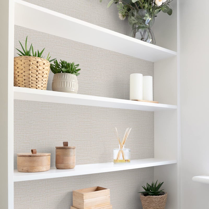 TANONE Contact Paper Peel and Stick (15.8 in X 118 in), Grasscloth Wallpaper Self Adhesive Removable Wallpaper, Fabric Linen Thickened Wall Paper Decorative for Wall Cabinets Drawers Kitchen - Image 4